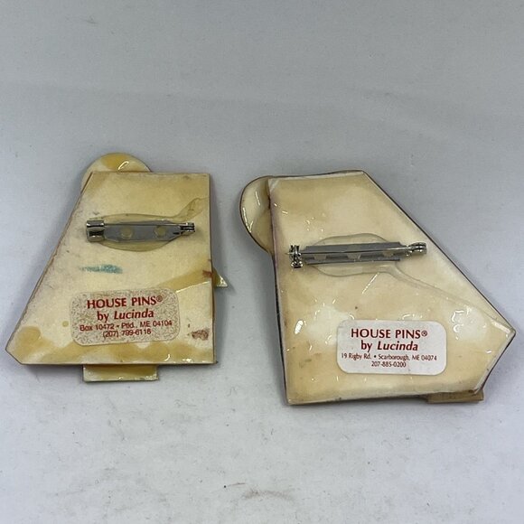 Vtg Acrylic House Pin Brooch By Lucinda Cats Lucite Whimsy Kitsch Set Of 2 - Picture 7 of 11
